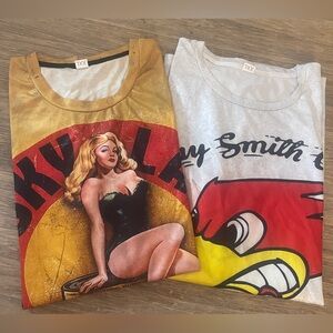 Men’s 2-Bundle S/S Vintage, Pin-Up Girl Shirts Size XXL